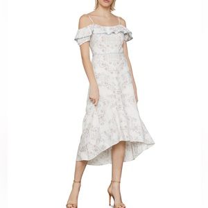 BCBG Maxazria printed off the shoulder midi dress - size L